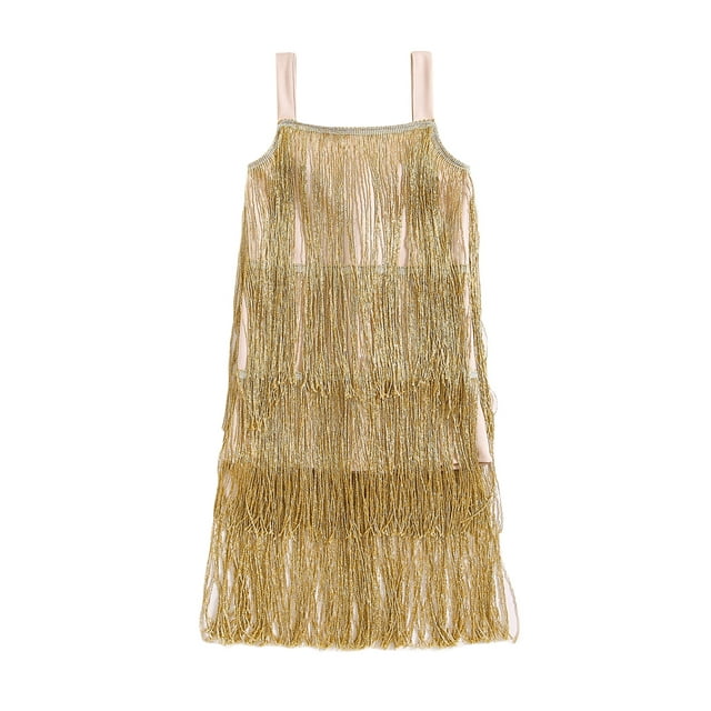 SUNSIOM Robe Nuisette pour Bébé et Fillette, Robe d'Été Décontractée Unie Sans Manches à Franges, Robe de Danse