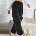 thumbnail image 3 of REALiKUN Women's Fuzzy Fleece Cargo Sweatpants High Waisted Cinch Bottom Lounge Baggy Joggers Pants Soft Warm Pajamas Pants, 3 of 7