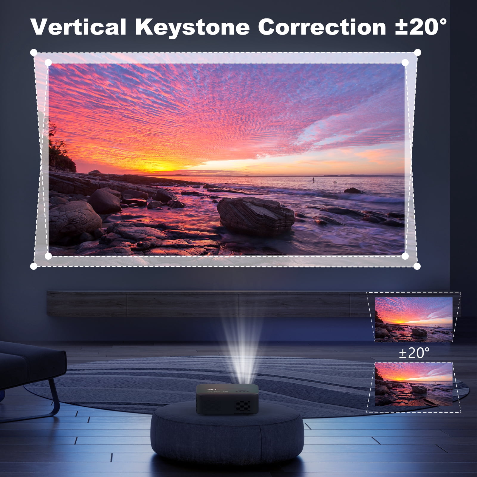 GCZ Native 1080P Projector with WiFi and Bluetooth, 400ANSI Supported 4K Full HD Projector, Electric Focus, Up to 300" Screen Supported