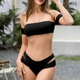 thumbnail image 2 of Midsumdr Swimsuit for Women 2025 New Fashion Black Split Swimsuit Two Piece Set Summer Casual Halter Bikini Swimsuit with Shorts, 2 of 5