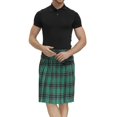 thumbnail image 5 of YAYUBA Men's Kilt for Men Retro Scottish Style Plaid Contrast Waistband Pleated Skirt, Green, 5 of 7