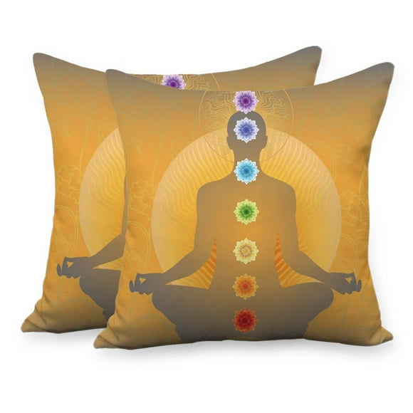 Set of 2 seven chakras meditation yoga heppy cushion covers