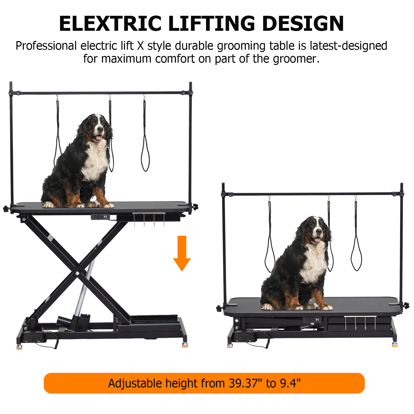 COZONY Electric Pet Grooming Table with Gantry Crane Set, 264 Lbs Load Limit