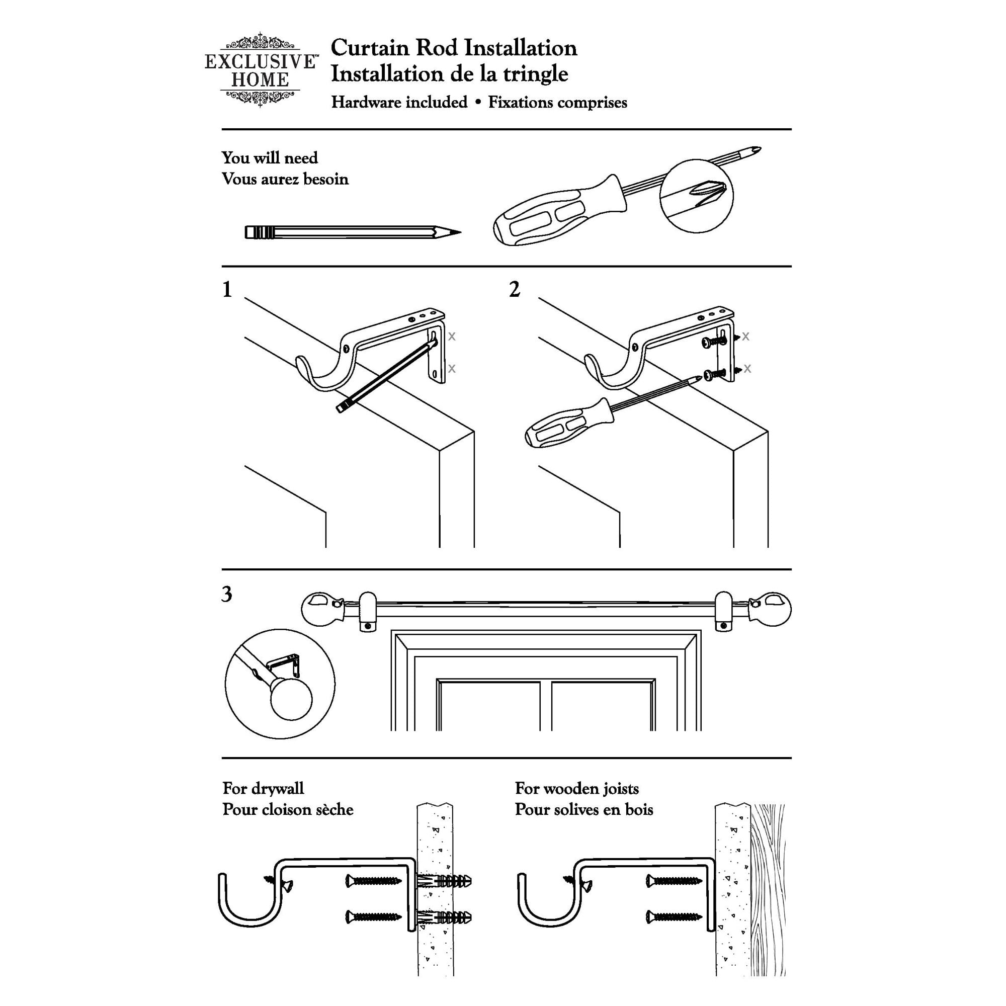 Exclusive Home Sphere 1" Curtain Rod and Coordinating Finial Set, Gold, Adjustable 66"-120"