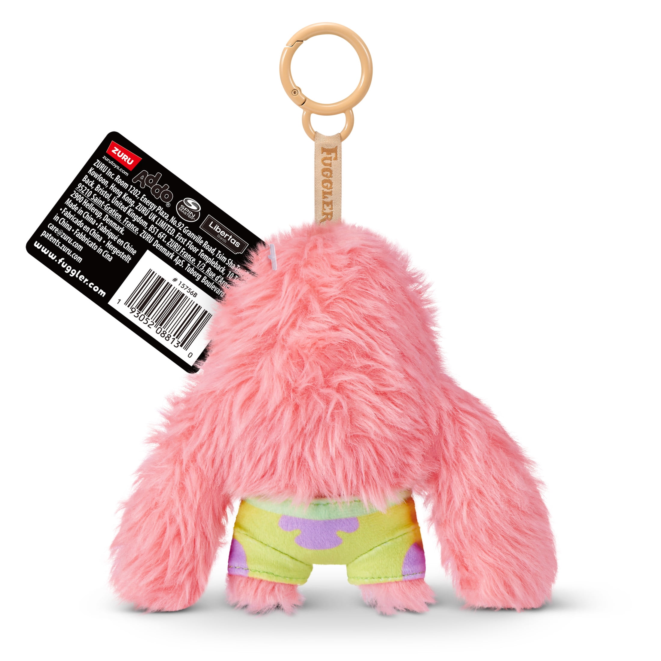 Fuggler SpongeBob Key Rings 5 inch (Patrick Star), Funny Ugly Monster Plush Keychain by ZURU