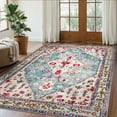 thumbnail image 6 of Lahome Decor 5'x7' Boho Tribal Area Rug ,5x7 ft Non Slip Machine Washable Rugs Foldable Vintage Rug Low Pile Durable Carpet for Living Room Bedroom Dining Room Farmhouse,Sky Blue, 6 of 9