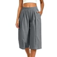 thumbnail image 2 of Ltctricy Capri Pants for Women Elastic Waisted Wide Leg Pants Loose Fit Casual Pants with Pockets Beach Vacation Clothes(Gray,X-Large), 2 of 7