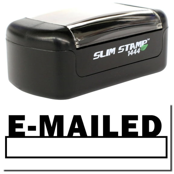 Slim Pre-Inked E-mailed with Date Box Stamp, Slim 1444, Ultra Slim Design, Impression Size 1/2" by 1-3/4", Up to 25,000 Impressions - Black Ink
