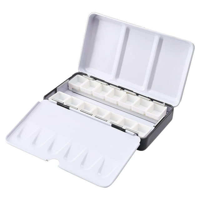 simhoa Watercolor Palette Iron Box Empty Lightweight Folded Out Palette Palette Box for 14 Half Pans