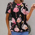thumbnail image 6 of Flamingo Pattern T Shirts Basic T-Shirt Short Sleeve Ladies Tee Shirt Summer Graphic Clothing, 6 of 6