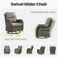 thumbnail image 3 of Planntonneo Wicker Patio Chairs Set of 2, Outdoor High Back Swivel Glider Rocking Chairs with 5'' Thick Grey Cushions for Porch Balcony Backyard, 3 of 7