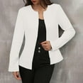 thumbnail image 2 of ZQUUVOU Women's Casual Blazer Plain Color Open Front Cardigan Long Sleeve Crew Neck Soft Business Suit Jacket White, 2 of 8