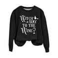 thumbnail image 2 of Lroveb Halloween Sweatshirts for Women Fashion Witch Way To The Wine Printed Round Neck Off Shoulder Long Sleeve Sweatshirt Top Graphic Sweatshirt, 2 of 3