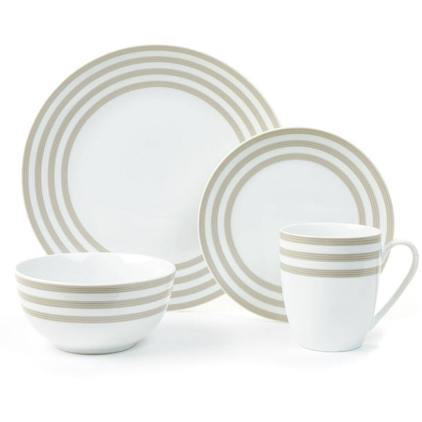 Cruise MultiStriped Collection 16Piece Porcelain Dinnerware Set, Walmart Exclusive