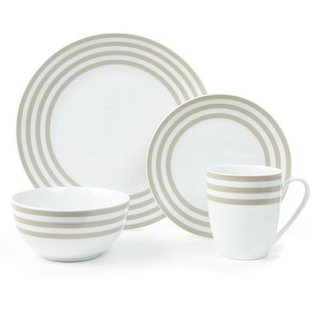 Cruise Multi-Striped Collection 16-Piece Porcelain Dinnerware Set, Exclusive
