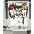 thumbnail image 5 of Forest Elk Tie Up Curtains for Window, Thermal Insulated Balloon Shade Adjustable Rod Pocket Curtains Valance Panels for Kitchen Bathroom Cafe 52 x 45 Farmhouse Pine Tree Rustic Green Red, 5 of 6