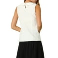 thumbnail image 3 of INSPIRE CHIC Women's Peter Pan Collar Blouse Casual Sleeveless Jacquard Floral Tank Top XS White, 3 of 6