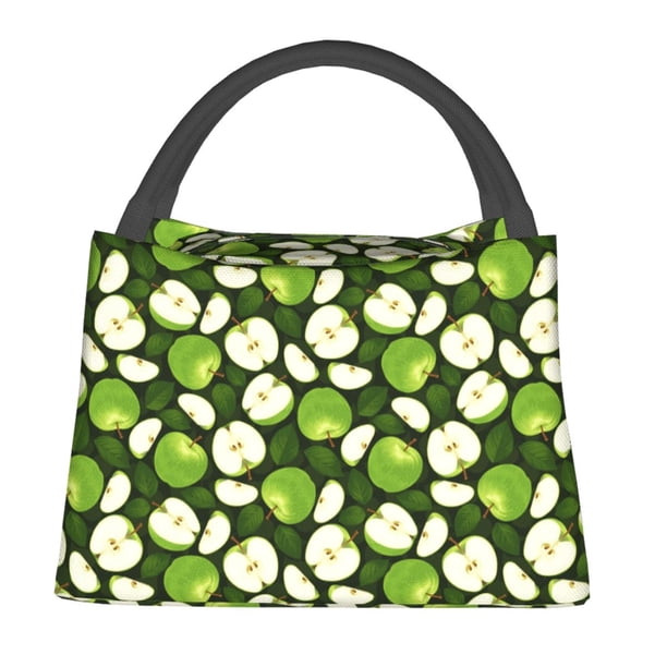 Easygdp Green Fruit Bolsa de Almuerzo Insulada Reutilizable, Bolsa de Mano y Bandolera para Oficina, Trabajo, Viajes