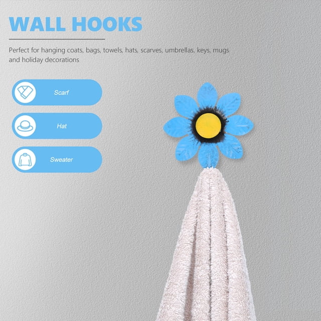unbranded Gancho Decorativo Azul Para Pared Con Forma De Flor Para Organización Hogar