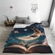 thumbnail image 5 of Balery Artistic Starry Sky Moon Book Manta de Felpa Suave y Acogedora – Cobija de Franela Aterciopelada para Cama, Lavable y Cálida para Sofá, Mascotas, Transpirable-50"x40", 5 of 7