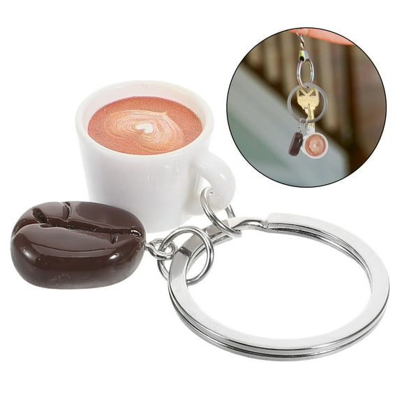 FRCOLOR Coffee Theme Keychain Trendy Coffee Bean Resin Zinc Alloy Multi Color for Decoration
