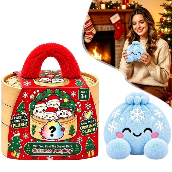 Crazy Fun RMS Christmas Giant Dumpling Plush Pillow, Steamed Bun Stuffed Toy, Soft Squeeze Fidget Cushion, Holiday Home Decor Gift for Kids & Adults