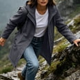 thumbnail image 6 of Ghalytn Women's Mid Length Hooded Rain Jacket with Adjustable Cuffs, Drawstring Waist Zip Up Windproof Coat Side Pockets, 6 of 9