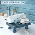 thumbnail image 3 of Decorative Display Risers for Home Decor - Wood Pedestal Stand for Kitchen Decor and Countertop Organizer - Ideal for Apartment Essentials (Blue), 3 of 7