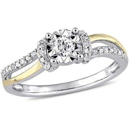 Miabella 1/5 Carat T.W. Diamond Two-Tone Sterling Silver Swirl Engagement Ring