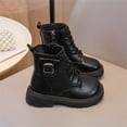 thumbnail image 6 of Girls Bow Embellished Fall Winter Zipper Short Boots, Soft Flat Sole Leather Material Easy On Off Daily Casual School Ankle Boots Black 13.5 Little Kids, 6 of 7