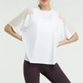 thumbnail image 2 of Inleife Women's Loose Solid Color Mesh Patchwork Quick Drying Short Sleeved Yoga Suit Women's Short Sleeved Round Neck Top/shirt, 2 of 5