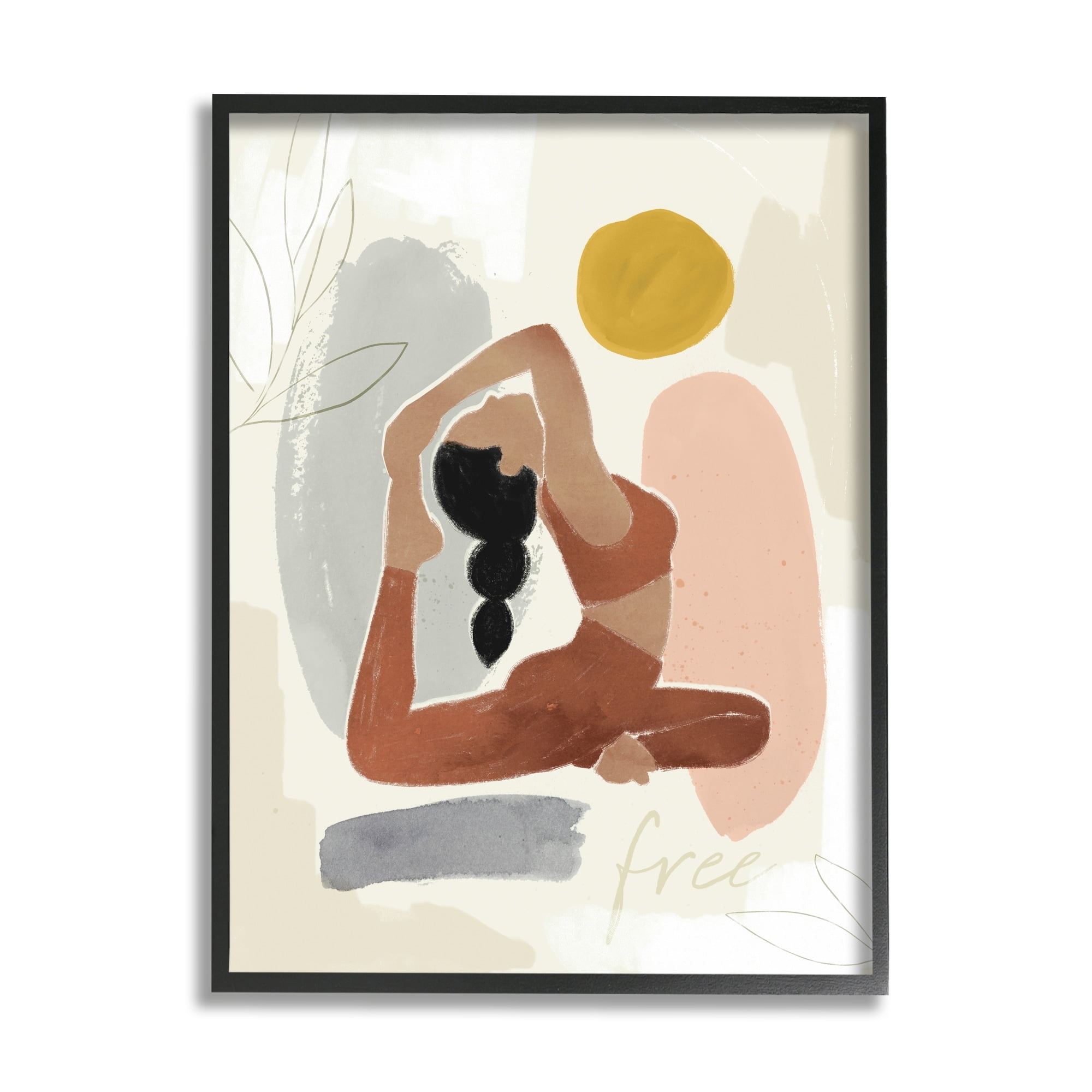 Stupell Industries Free Text Modern Botanical Pattern Yoga Exercise, 16 x 20, Design by Victoria Barnes