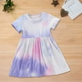 thumbnail image 2 of Fsqjgq Baby Girl Clothes Spring Dresses for Girls 14-16 Casaul White Dress Purple Toddler Girl Short Sleeve Flower Print Patchwork Dress Headband Set for 1 To 10 Years 120, 2 of 4