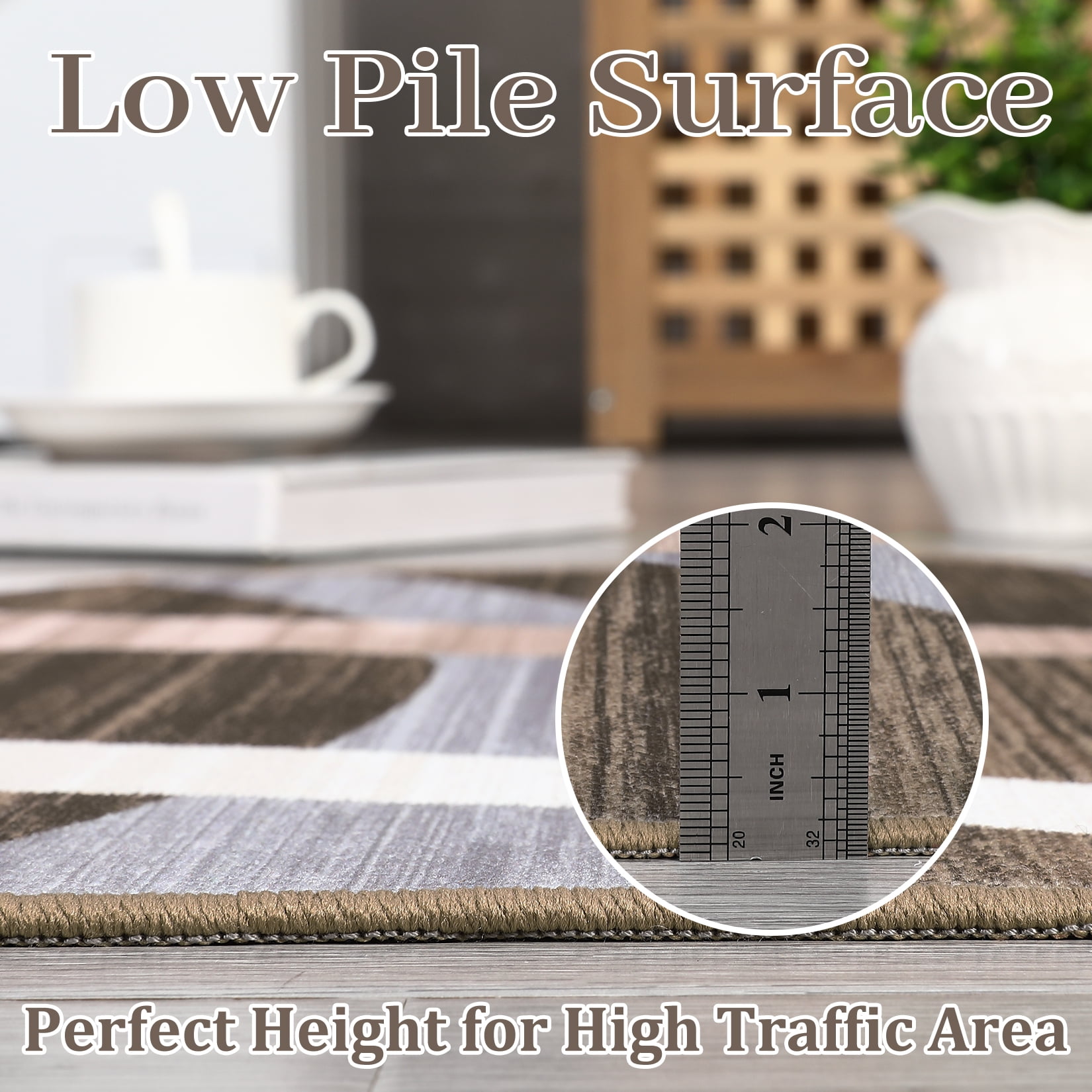 Haperlare Modern Washable Hallway Runner Rugs Circle Geometric Low Pile Soft Runner Rugs for Entryway Laundry Throw Rugs 2'x6' Brown Area Rugs