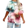 thumbnail image 4 of ITSAME Plus Size Blouses for Women, Floral Print Crewneck Short Sleeve Casual Fashion Tops Multicolor Size XL, 4 of 6