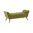 thumbnail image 5 of SAFAVIEH Couture Damian Solid Tufted Linen Contemporary Bench, Olive Green/Dark Brown, 5 of 8