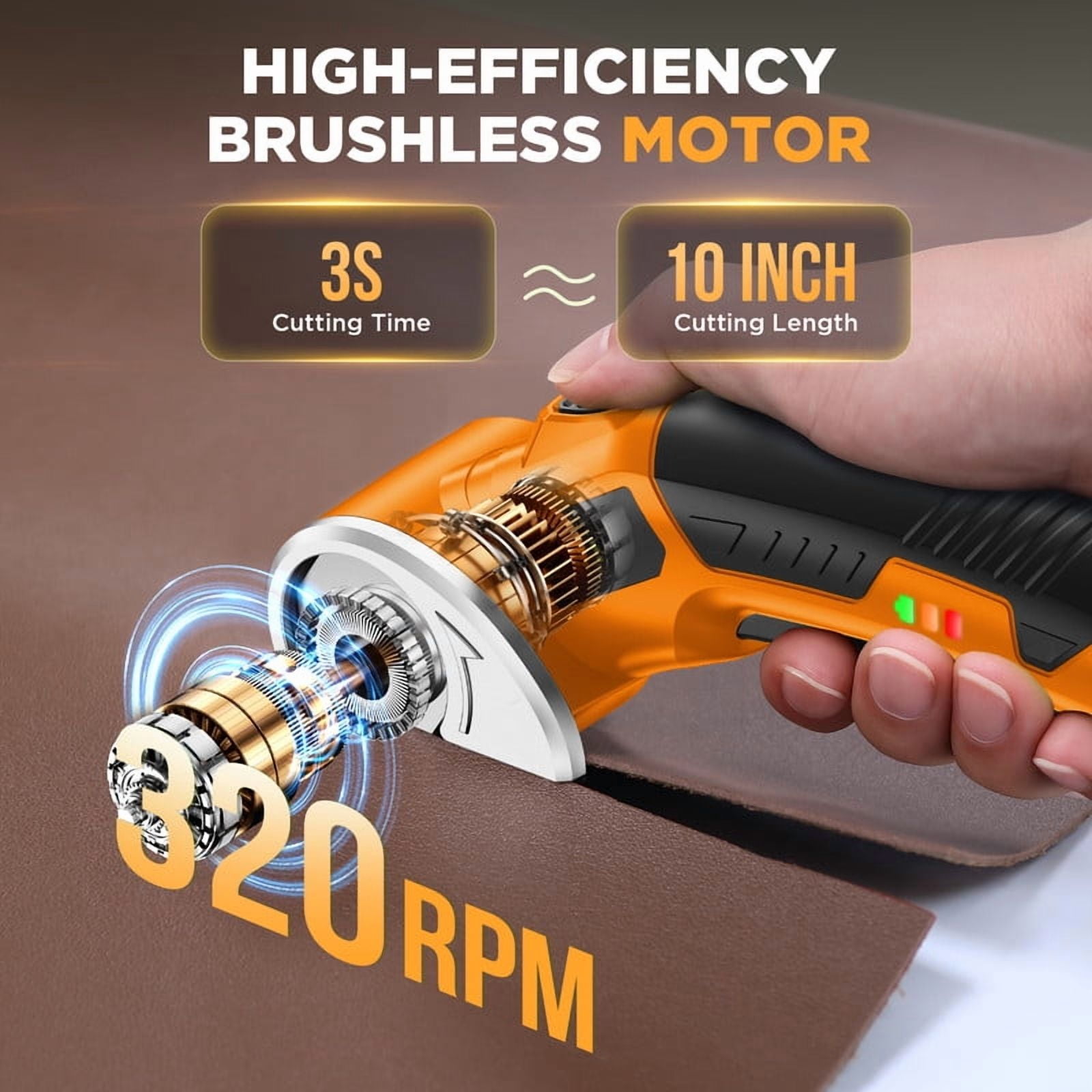DaPlug Cardboard Cutter, 4V Rechargeable Cordless Electric Scissors with Safety Lock & LED Light, 320RPM Power Rotary Cutter for Fabric Carpet Leather