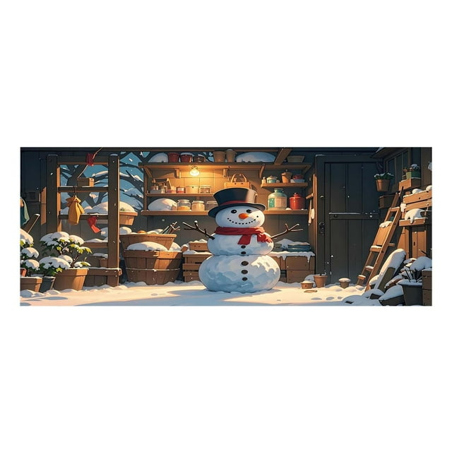 Christmas Garage Door Decorative Cover Winter Snowman Garage Door Cover Christmas Garage Door Background Decorative For Holiday Party Background Supply