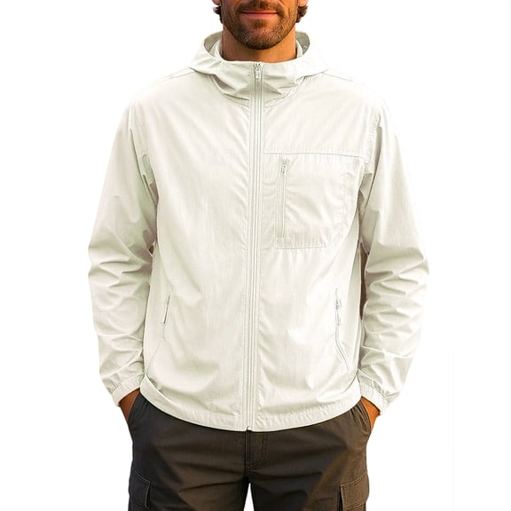 Guluxicc Men's Athletic Hoodies with Zip Pockets Full Zipper Long Sleeve Hooded Jackets for Running Hiking Wear Spring Summer Casual Jackets