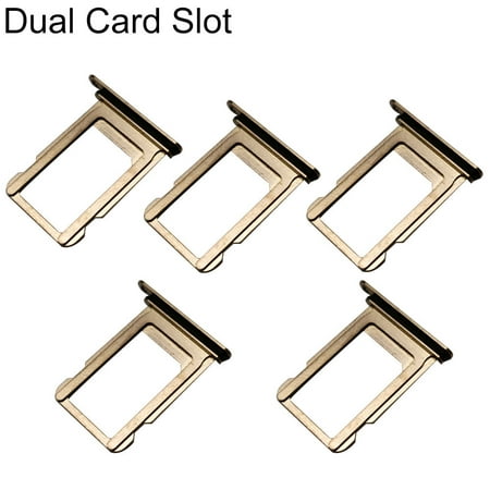 Image of Grofry Replacement Metal Phone Single/Dual Slot SIM Card Holder Tray Golden 5Pack Dual Card Slot
