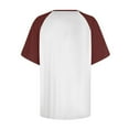 thumbnail image 5 of Olyvenn Stylish Splicing Tops for Women Short Sleeve Casual Cute Shirt Summer Cooling Blouses Tunic Workout Baseball Shirts Wine XXXXL, 5 of 5