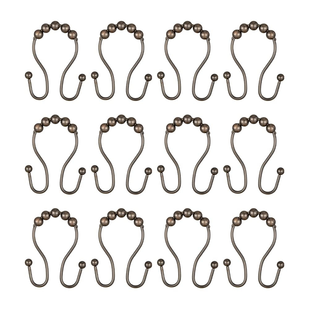 Utopia Alley  Double Roller Ball Stainless Steel Shower Curtain Hooks Rings, Set of 12 Oil Rubbed Bronze
