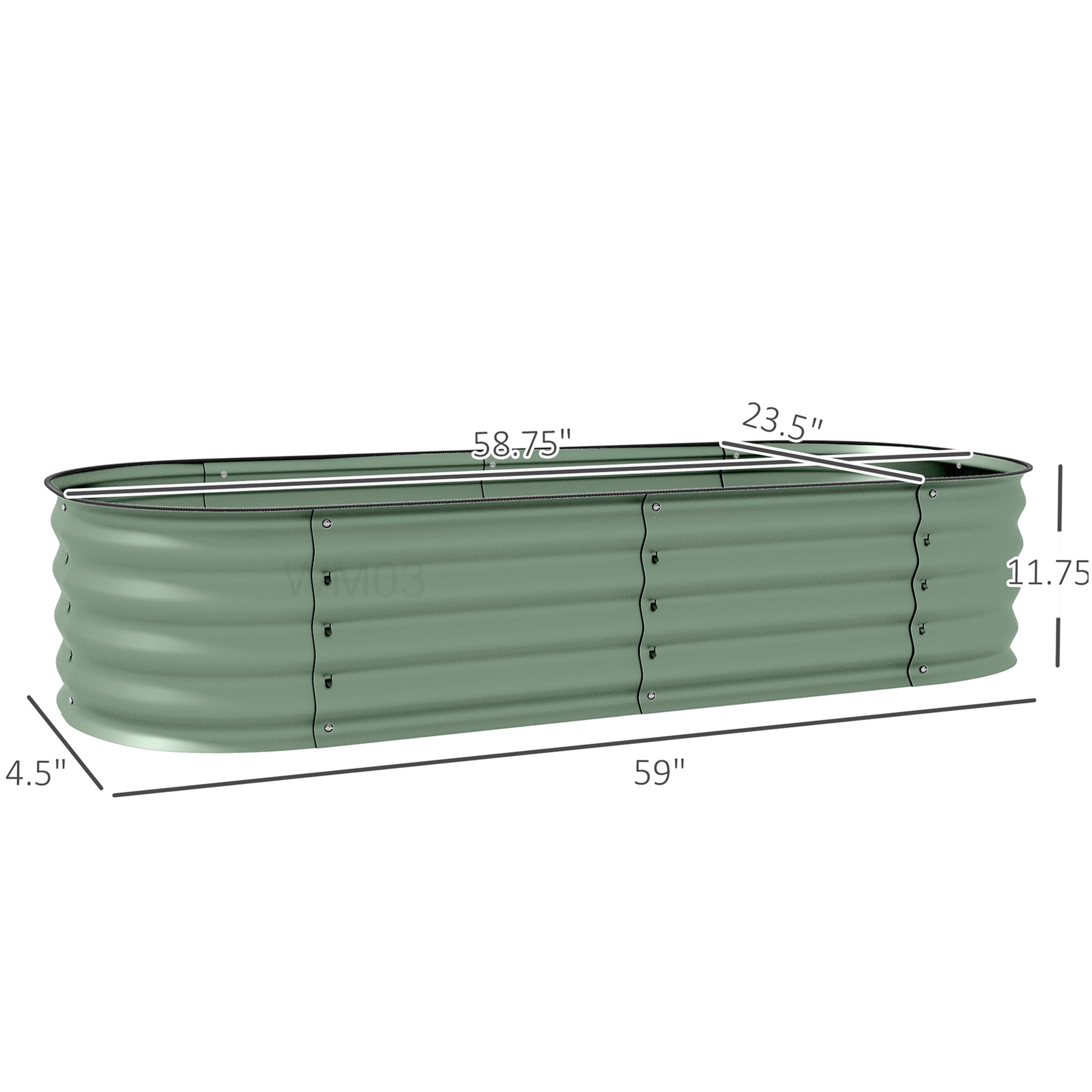 Outdoor Metal Raised Garden Bed, 59" L Green Elevated Planter Box Kit with Safety Edging, for Herbs, Vegetables & Flower Gardening