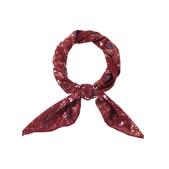 Bufandas de gasa para mujer - 27.6 X27.6 - Pañuelo cuadrado con estampado floral Pañuelo para el cuello Pañuelo para el cuello Vino rojo 70x70cm/27.6x27.6 inches(LxW)