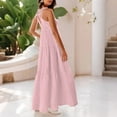 thumbnail image 4 of Sundress, Halter V Neck Sleeveless Loose Maxi Dress Casual Elegant Beach Wedding Guest Graduation Cocktail Dress Elopement For Bride Cocktail Dress Spring Women Dresses (S, Pink) ZMTing, 4 of 5