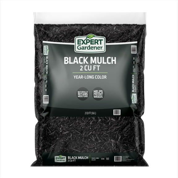 Expert Gardener Black Mulch, 2 cu. ft. – Year Long Color, Decorative Landscaping Mulch