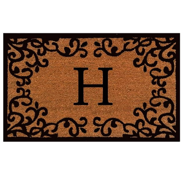 Calloway Mills 180022436H 24 x 36 in. Chateaux Monogram Rectangular Doormat, Black & Natural - Letter H