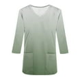 thumbnail image 5 of Xfvqtps Scrub Tops for Women Gradient Soft V-Neck 3/4 Sleeve Scrubs Comfortable Nursing Uniforms New Fashion Casual Printed T-shirt Nursing Clothes Top Working Uniforms with Pockets Green, 5 of 5