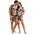 thumbnail image 4 of JULMCOMO Halloween Matching Pajamas for Couples Horror Skull Print Short Sleeve Soft Party Two Piece Sets Loose Fit Holiday Lounge Sets Beige-Women L, 4 of 6