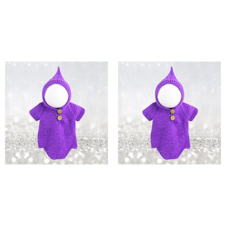 

2pcs Handmade Wool Knitted Unisex Newborn Baby Warm Breathable Jumpsuit for Photo Prop Daily Wear